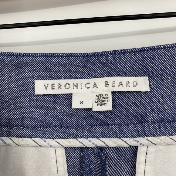 Veronica Beard Size 8 Blue Renzo Linen Blend Cropped Pants - Picture 7 of 14